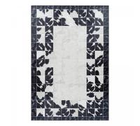 tapis entrée 80x150 tissé noir et crème rectangle motif fresque NOATAK