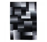 tapis entrée 80x150 tissé noir et gris rectangle motif géométrique FLORINA