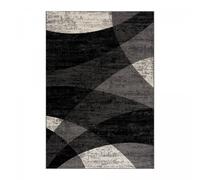 tapis entrée 80x150 tissé noir rectangle motif géométrique FALDO