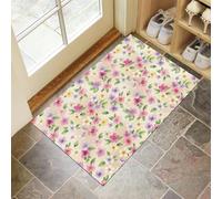 Tapis Entree Interieur 40X60Cm,Paillasson Interieur Joli Floral L'Aquarelle,Tapis De Sol Absorbant Lavable Antidérapant Plantes Naturelles Fraîches Campagne,Paillasson Entrée Fin Pour Couloir,Beige