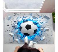 Tapis Entree Interieur 80X120Cm, Paillasson Interieur Ballon Football 3D Cool Brillant, Tapis De Sol Absorbant Lavable Antidérapant Illusion D'Optique, Paillasson Entrée Fin Pour Couloir, Blanc