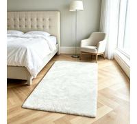 Tapis Entree Interieur Doux et Chaleureux 130x210cm Blanc | Tapis Rond À Poils Longs Doux Moelleux Pour Salon Cuisine Terrasse Jardin Et Balcon
