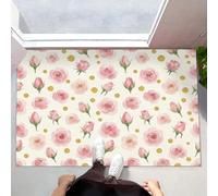 Tapis Entree Interieur Paillasson 60X90Cm Roses Roses Romantiques À L'Aquarelle, Tapis Cuisine Devant Evier Antidérapant Lavable Paillasson Pois Dorés De Luxe Pour Entrée Couloir, Cuisine, Crème