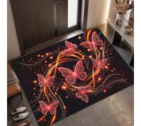 Tapis Entree Interieur Résumé Fantastique, 50 x 80 cm Lavable en Machine | Paillasson Pour Porte Sentier Des Papillons Lumière, Antidérapant, Poil Ras pour Chambre Salle a Manger Descente de Lit