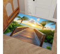 Tapis Entrée Tapis de Porte Antidérapant, 40x60 CM Paillasson Doux Lavable en Machine, Pont Dauphin Bois Décoratif Tapis d'entrée pour Intérieur, Extérieur, Chambre, Cuisine, Couloir, Salon, Cour