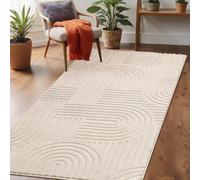 Tapis Enyhom Modern à poils courts, 80 x 150 cm Tapis de salon Motif 3D Doux et moelleux Tapis de cuisine Lavable et antidérapant Tapis pour chambre, salle à manger et cuisine, beige