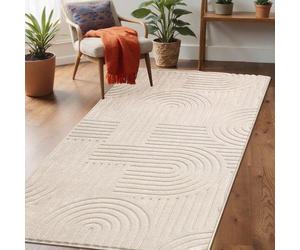 Tapis Enyhom Modern à poils courts, 80 x 150 cm Tapis de salon Motif 3D Doux et moelleux Tapis de cuisine Lavable et antidérapant Tapis pour chambre, salle à manger et cuisine, beige