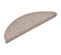Tapis Escalier 20 Pièces 56x17x3 cm Marron Clair Demi-Rond PP Capitonné | Lavable, pliable, ruban double face inclus, usage intérieur, contre glissades, design chaleureux