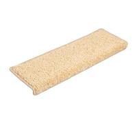 Tapis Escalier 20 Pieces 65x21x4 cm Creme Tissu Aiguillette Derapant | Lavable pliable, ruban adhesif double face, rayures, usage interieur, marche haut et avant