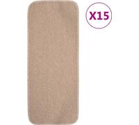 Tapis escalier antidérapants 15 pcs 60x25cm Beige Rectangulaire