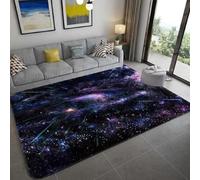 Tapis Espace Tapis Galaxie 3D Ciel Etoile Doux Flanelle Moquette Gaming Vintage Violet Salon Chambre Univers Nebuleuse Grand Couvre Sol pour Deco Maison Gamer Ado Modeles (Couleur 1,160x230cm)
