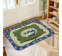 Tapis ethnique bohème à pois en zigzag non vert à poils courts en éponge esthétique, tapis rectangulaire pour buanderie, salle de bain, porte, entrée, décoration 0,6 x 0,9 m