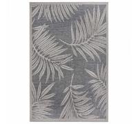 Tapis exterieur 115 x 170 cm gris, beige, kilim nature floral, tissé durable, PARU