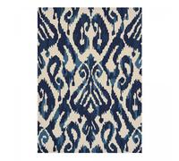Tapis extérieur 140x200 tissé kilim bleu et beige KASURI