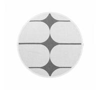 Tapis exterieur 160 x 160-cm, blanc, noir, forme ronde élégante, géométrique kilim, SVENTI