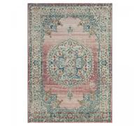 Tapis extérieur 160x230 tissé kilim bleu et ros SALOUT A