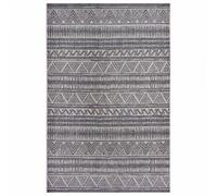 Tapis exterieur 190 x 290 cm beige, gris, motif ethnique kilim, LOTO, idéal terrasse