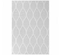 Tapis exterieur 200 x 290 cm blanc, gris, kilim nature floral, DINAV, parfait pour terrasse