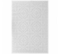 Tapis exterieur 200 x 290 cm blanc, gris, motif oriental kilim, BOLDA, résistant et entretien facile