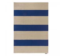 Tapis extérieur 200x280 kilim fait main en PET bleu et beige DECK 1
