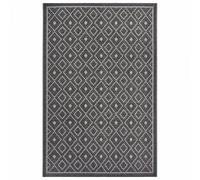 Tapis exterieur 63 x 120 cm, gris, beige, kilim authentique, motif géométrique, entretien facile
