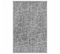 Tapis exterieur 63 x 120 cm gris, blanc, kilim géométrique, TELU, résistant et facile d'entretien