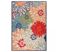 Tapis extérieur 80x150 tissé kilim bleu et beige CHIMEKA