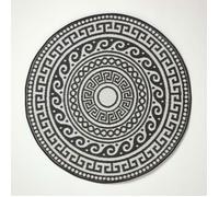 Tapis extérieur jardin imperméable, réversible et résistant UV - Enid Rond 180 cm - Noir et blanc - Matériaux recyclés - Homescapes