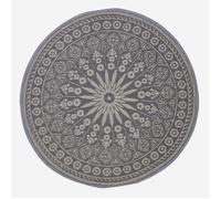 Tapis extérieur jardin imperméable, réversible et résistant UV - Gris - Mandala - Rond 170 cm - Homescapes