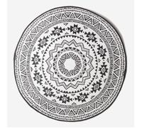 Tapis extérieur jardin imperméable, réversible et résistant UV - Noir - Motif géométrique - Rond 180 cm - Homescapes