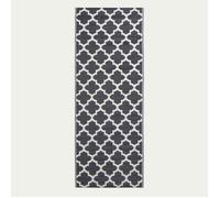 Tapis extérieur jardin imperméable, réversible et résistant UV - Nola - 75x200 cm - Noir et blanc - Matériaux recyclés - Homescapes