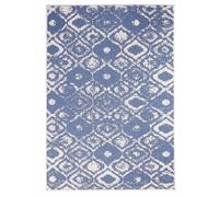 Tapis extérieur, kilim reversible 160x230 LYN2 BD REVERSIBLE bleu et crème