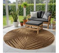 SIMPEX Tapis Extérieur Rond 160 cm Beige, Résistant aux Intempéries Facile d'entretien, Tapis Aspect Jute pour Terrasse Jardin Salon Salle à Manger Entretien Facile et Durable pour Un Usage Quotidien
