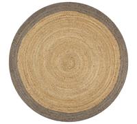 Tapis Fait À La Main Jute Avec Bord Gris 90 Cm Dec023469