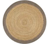 Tapis fait à la main Jute avec bord gris 90 cm naturel et gris G