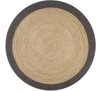 Tapis fait à la main Jute avec bord gris foncé 150 cm naturel et gris foncé G