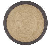 Tapis Fait À La Main Jute Avec Bord Gris Foncé 90 Cm Dec023472