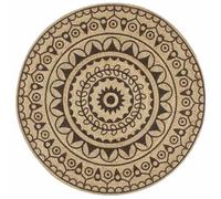 Vloerkleed handgemaakt met donkerbruine print 90 cm jute133704