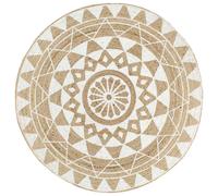 vidaXL Tapis fait à la main en jute imprimé floral rond blanc 120 cm