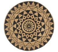 Tapis Fait À La Main Jute Avec Imprimé Noir 120 Cm