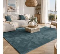 Tapis Fausse Fourrure Pearl Bleu Gris - Tapis Shaggy Doux à Poils Longs