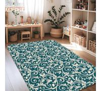 Tapis floral élégant classique et élégant à poils courts en éponge pour salon, chambre à coucher, couloir, bureau, décoration 1,2 x 1,8 m