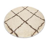 Tapis FLUFFY 2373 cercle shaggy treillis - crème / beige cercle 160 cm