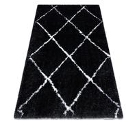 Tapis FLUFFY 2373 shaggy treillis - anthracite / blanc 180x270 cm