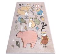 Tapis FUN Forester pour enfants animaux forêt beige 120x170 cm