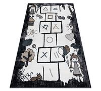 Tapis FUN Hop pour enfants la marelle animaux noir 80x150 cm