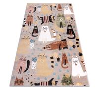 Tapis FUN Kittens pour enfants chats beige 200x290 cm