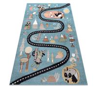 Tapis FUN Route pour enfants rue animaux bleu 80x150 cm