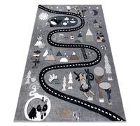 Tapis FUN Route pour enfants rue animaux gris 180x270 cm