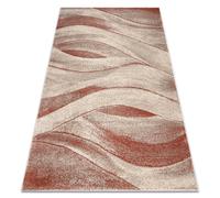 Tapis FUSION 1617 crème / terre cuite - Vagues moderne abstrait 140x190 cm